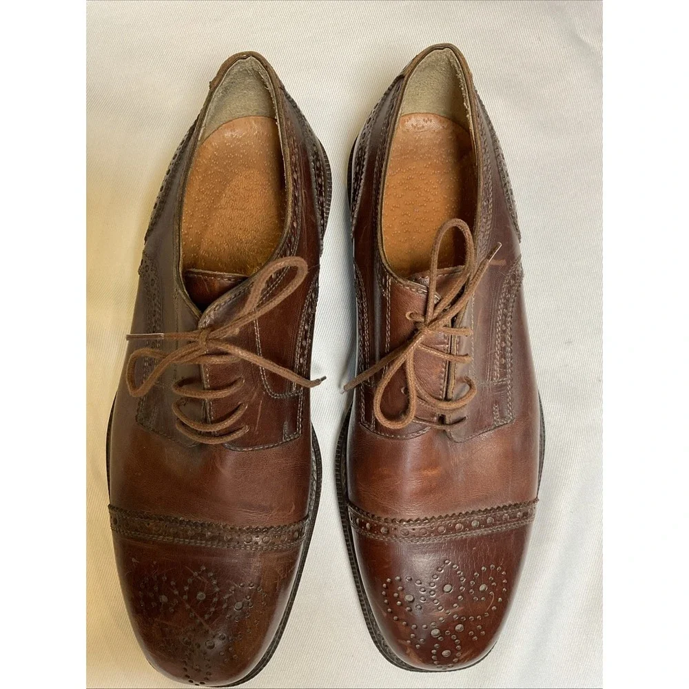 Men's Vero Cuoio Shoes Cap Toe Derby Brogue Size 8 Italy